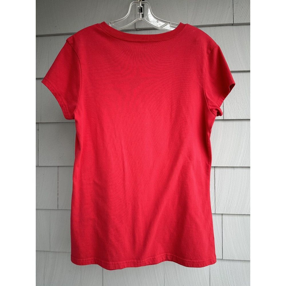 Disney Parks red Mickey and Minnie metal stud stars short sleeve t shirt Sz L - Picture 4 of 4